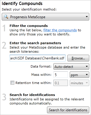 The MetaScope search method, with an example file and parameters chosen.