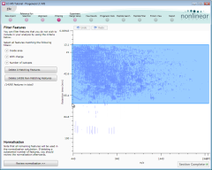 Dragging out a retention time window on the Filtering screen