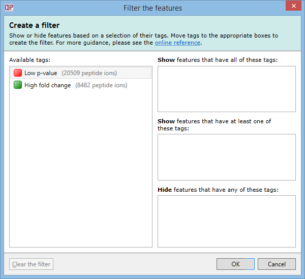 The 'Create a filter' window