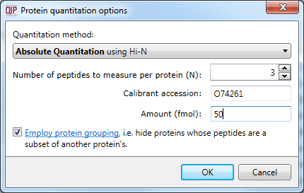Setting the calibrant accession and amount