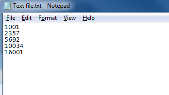 A simple text-based file suitable for peptide ion import with numerical identifiers corresponding to those used for the peptide ion in the software.