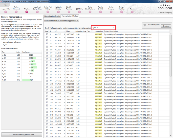 Normalisation housekeeping search