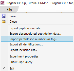 The import peptide ions numbers as tag