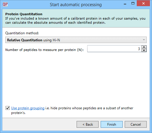 The Protein Quantitation dialog.