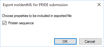 The mzIdentML properties selection dialog