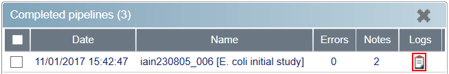 Logs button in Status Monitor