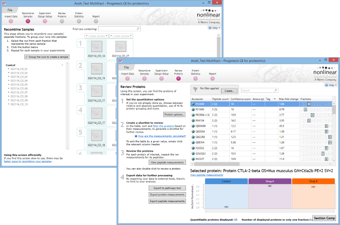 Recombining your samples allows statistics to be calculated across the whole experiment