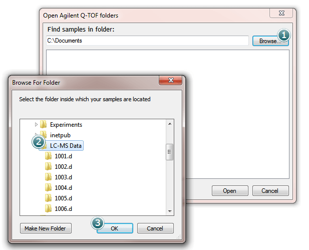 Selecting the Agilent .d folders