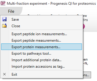 Exporting protein measurements from the Protein View
