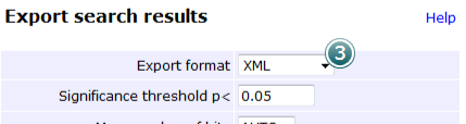 Setting the export format as XML