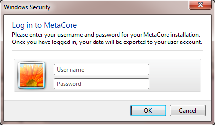 Log in to MetaCore