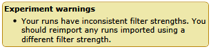 A warning about different filter strengths being used in the same experiment