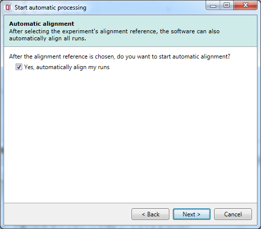The Automatic alignment selection dialog.