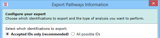 Choice presented in the pathway analysis tools export dialog