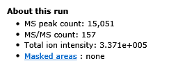 The peak count values in the About this run box