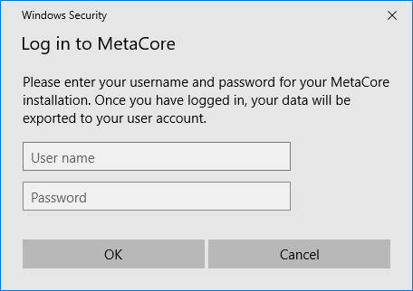 Log in to MetaCore