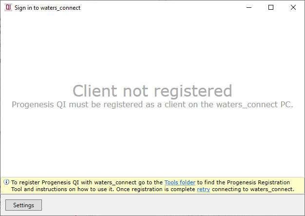 client not registerd screen