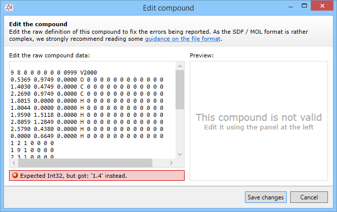 Compound record has only one line before the counts line