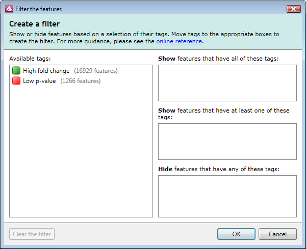 The 'Create a filter' window