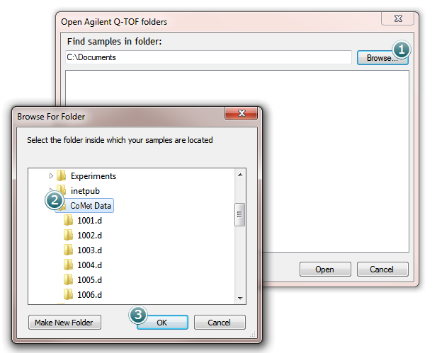 Selecting the Agilent .d folders