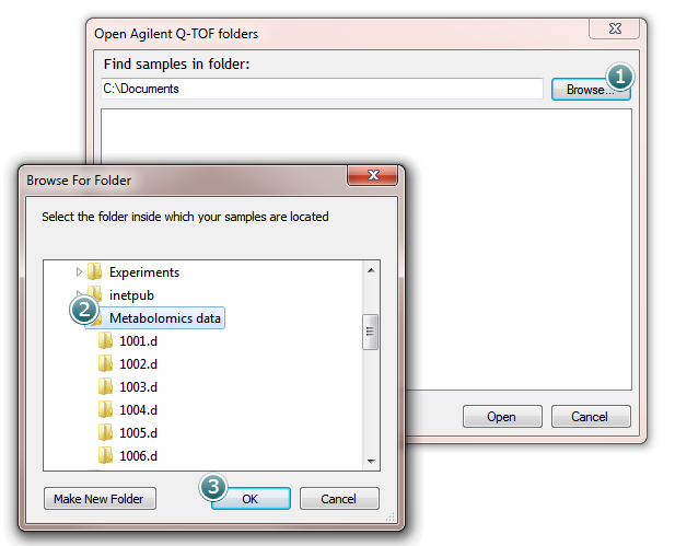 Selecting the Agilent .d folders