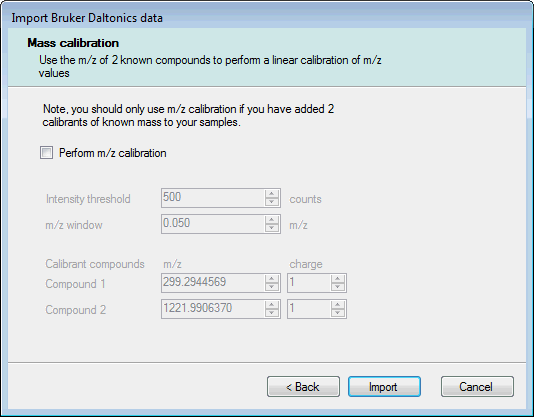 m/z calibration