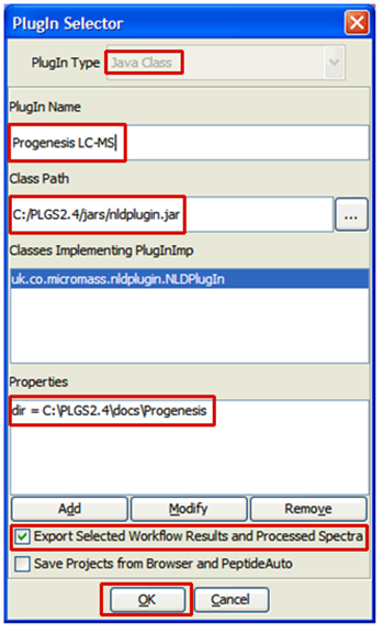 PlugIn selector dialog