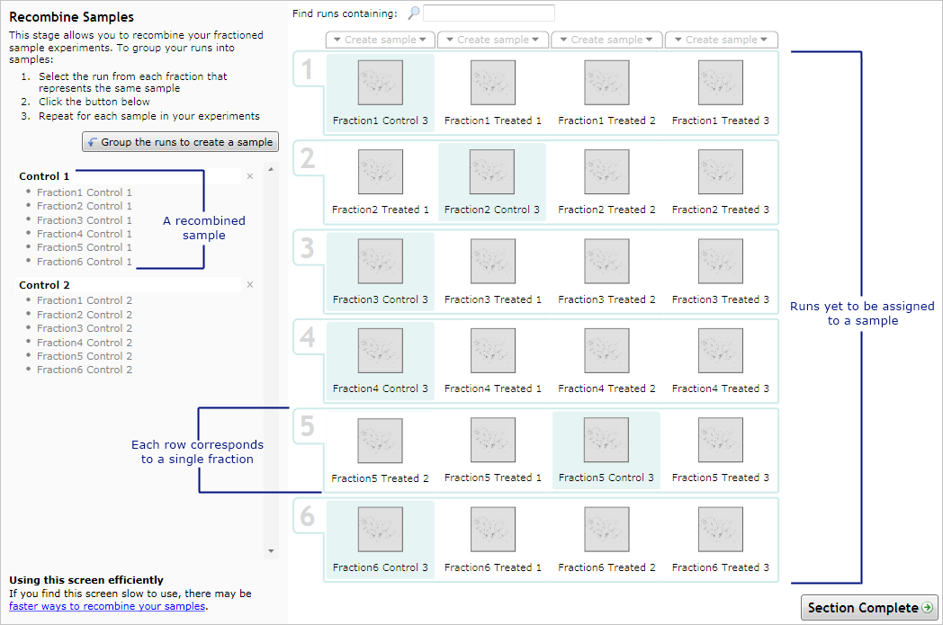 The Recombine Samples Page