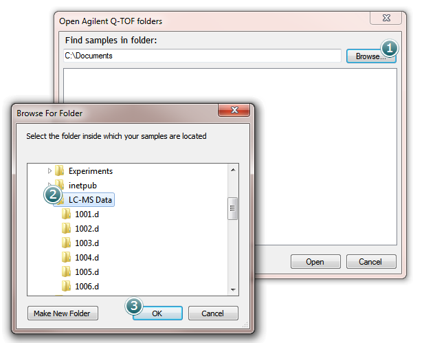 Selecting the Agilent .d folders